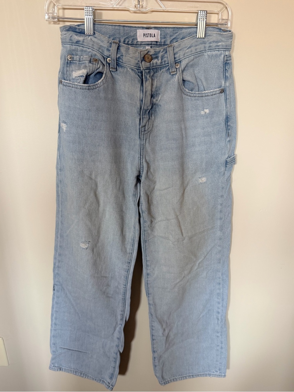 Pistola wide leg cargo pants light wash size 25